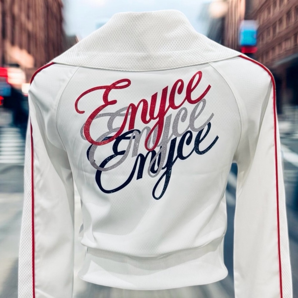 Y2K Lady Enyce White Cropped Jacket with Mesh Lining